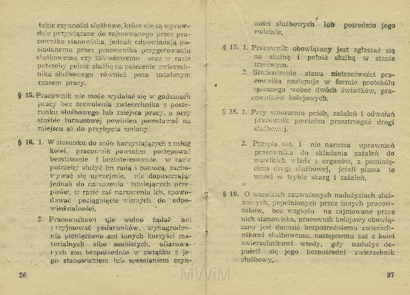 KKE 5517-15.jpg - Dok. „Zarządzenie Ministra Kolei” Nr. 198 z dnia 21 VI 1954 r. o wyróżnianiu pracowników i Regulamin obowiązków pracowników Kolejowych oraz zasad i trybu postępowania dyscyplinarnego, Kraków, 1954 r.
